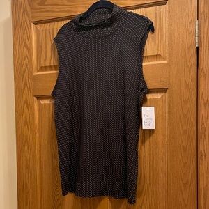 Croft & Barrow Black Polka Dot Mock Neck Sleeveless Tank Top